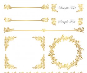 Golden decor calligraphy with frame and borders vector 02