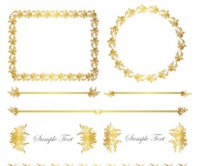 Golden decor calligraphy with frame and borders vector 03