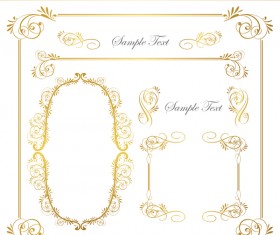 Golden decor calligraphy with frame and borders vector 04
