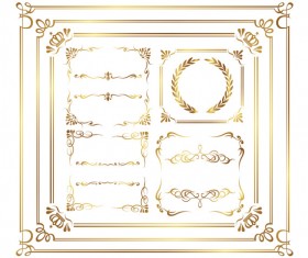 Golden decor calligraphy with frame and borders vector 07