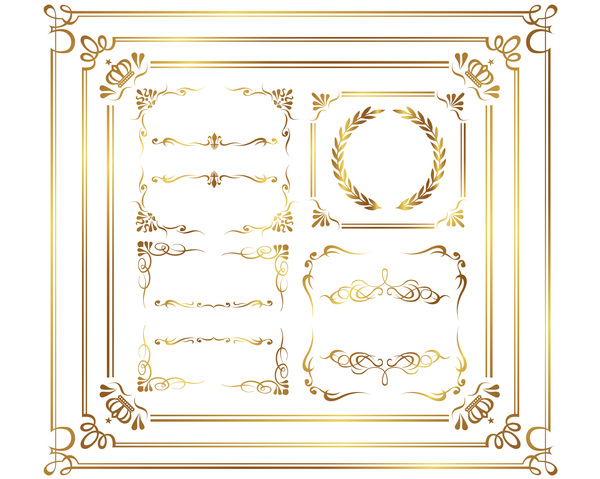 Golden decor calligraphy with frame and borders vector 07