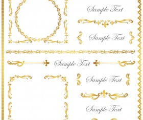 Golden decor calligraphy with frame and borders vector 08