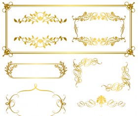 Golden decor calligraphy with frame and borders vector 10