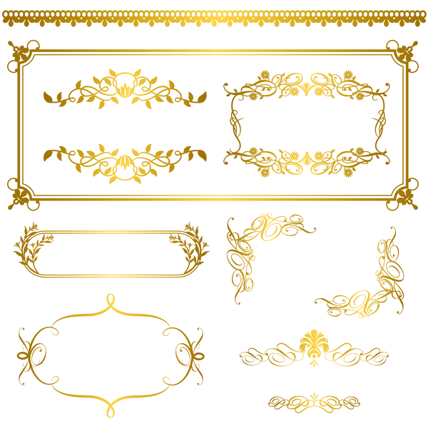Golden decor calligraphy with frame and borders vector 10