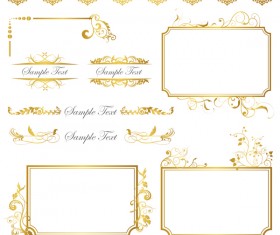 Golden decor calligraphy with frame and borders vector 11