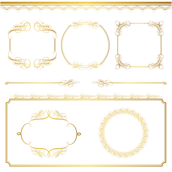 Golden decor calligraphy with frame and borders vector 14
