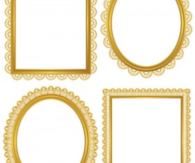 Golden lace frame vectors set