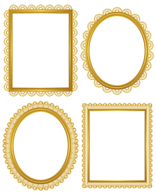 Golden lace frame vectors set