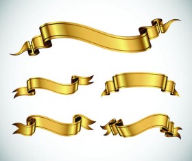 Golden ribbon banners wave vector 01