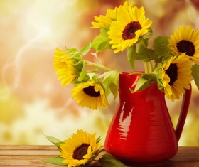 Golden sunflower flower arrangement Stock Photo