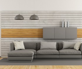 Gray tone simple living room Stock Photo