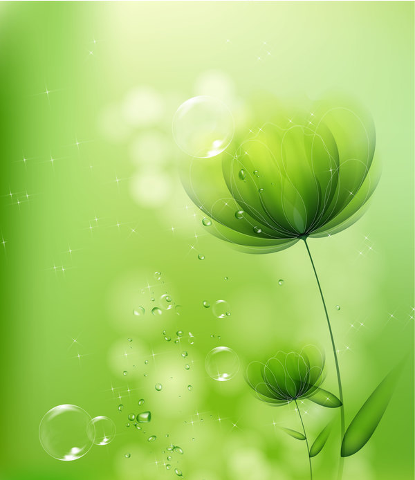 Background design with green flower frame Vector Image