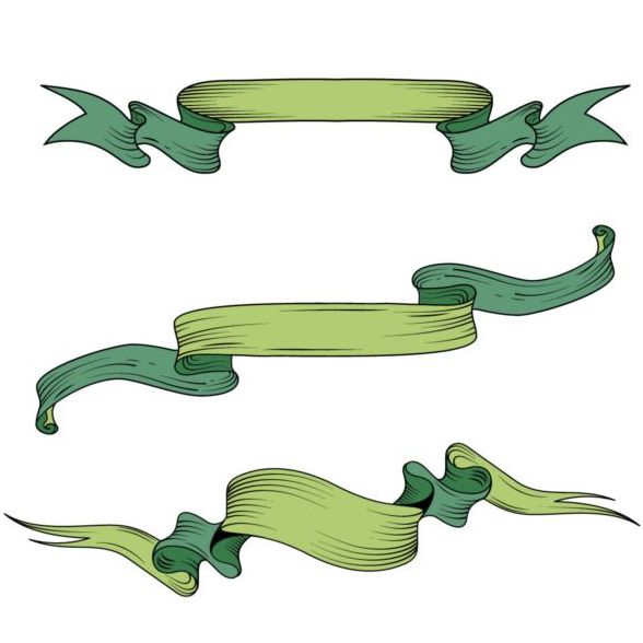Green ribbon hand drawing vector
