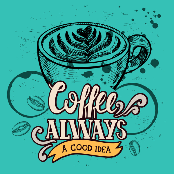 Green styles coffee poser template vector 01