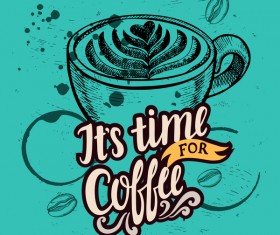 Green styles coffee poser template vector 02