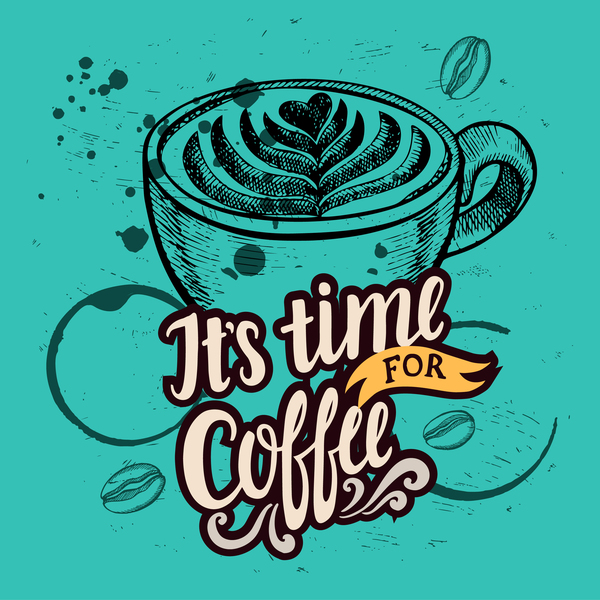 Green styles coffee poser template vector 02