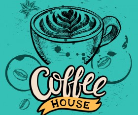 Green styles coffee poser template vector 03