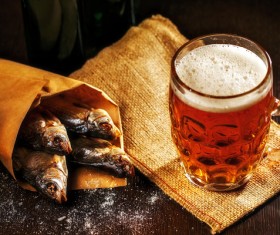 Grilled fish with beer Stock Photo