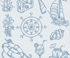 Hand drawn sea elements vector 01