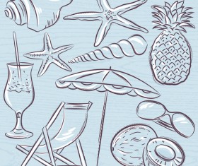 Hand drawn sea elements vector 04