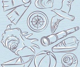Hand drawn sea elements vector 07