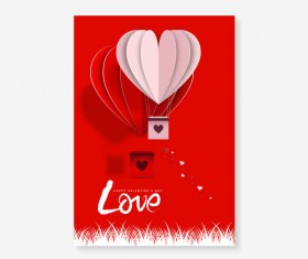 Happy Valentines Day Greeting card with origami vector 02