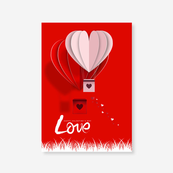 Happy Valentines Day Greeting card with origami vector 02