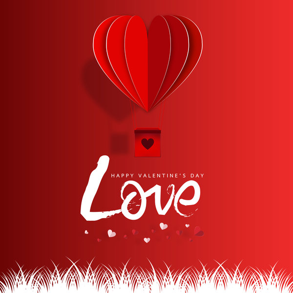 Happy Valentines Day Greeting card with origami vector 03