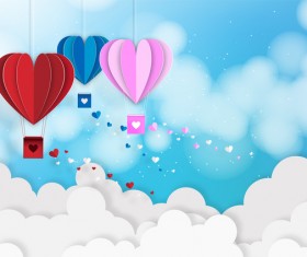 Happy Valentines Day Greeting card with origami vector 08