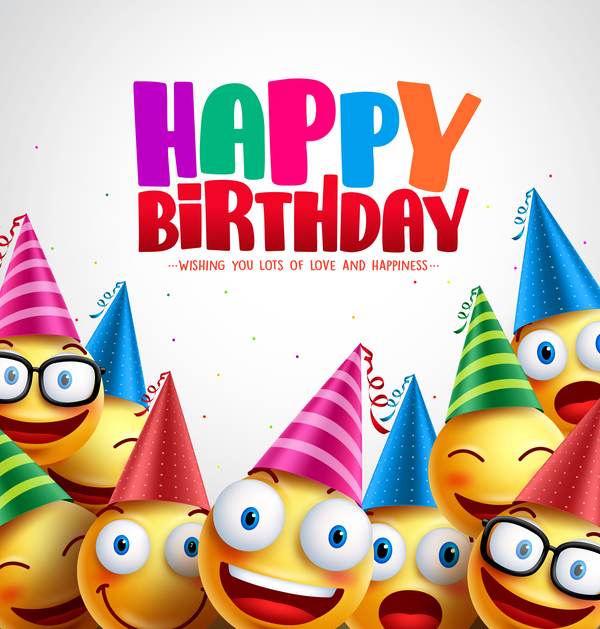 Happy birthday background with funny expression vector 03 free download