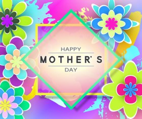 Happy mother day flower cards vectors set 01
