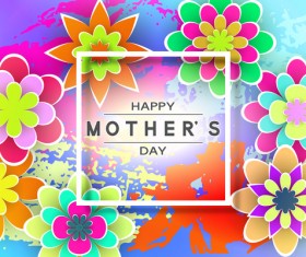 Happy mother day flower cards vectors set 02