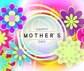 Happy mother day flower cards vectors set 04