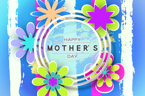 Happy mother day flower cards vectors set 05