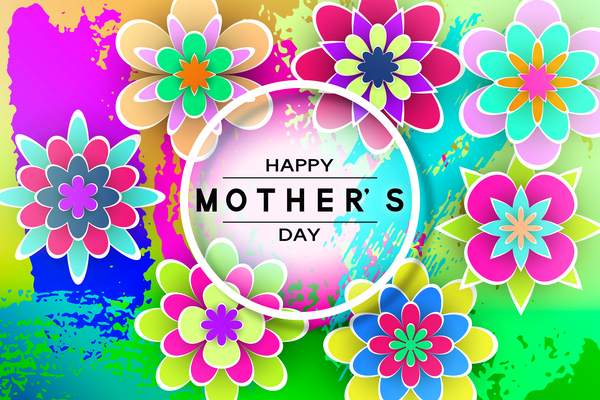 Happy mother day flower cards vectors set 15