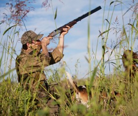 Hunter and Hound Stock Photo