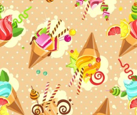 Ice cream seamless pattern vector material 01