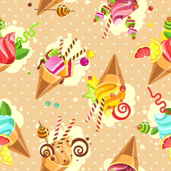 Ice cream seamless pattern vector material 01
