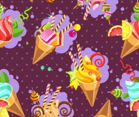 Ice cream seamless pattern vector material 03
