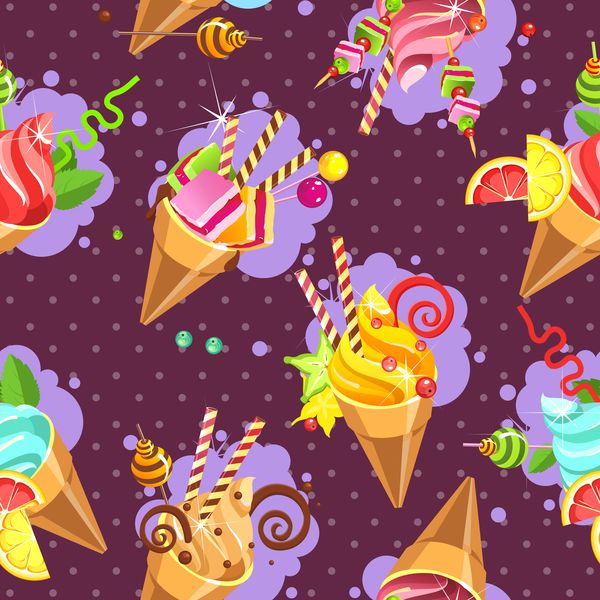 Ice cream seamless pattern vector material 03