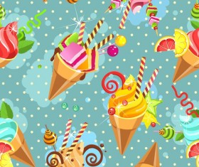 Ice cream seamless pattern vector material 04