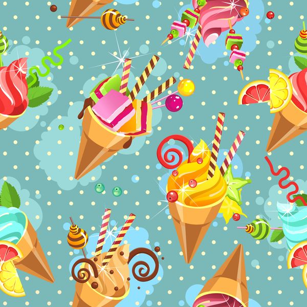 Ice cream seamless pattern vector material 04