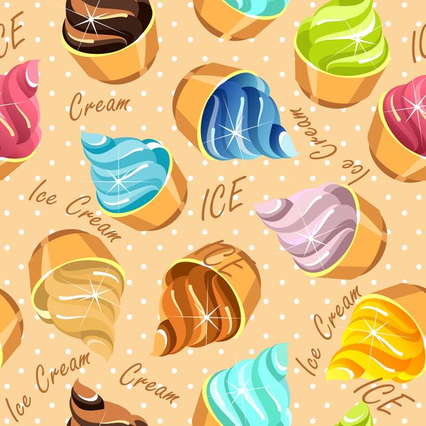 Ice cream seamless pattern vector material 05