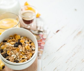 Instant cereal banana and orange juice Stock Photo