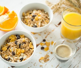 Instant cereal with orange juice Stock Photo