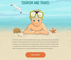 Kid and travel summer holiday background vector 01