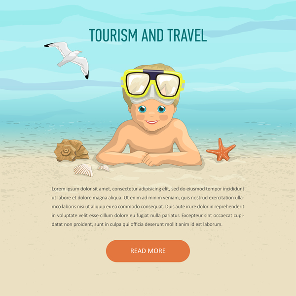 Kid and travel summer holiday background vector 01