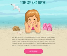 Kid and travel summer holiday background vector 02