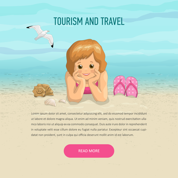Kid and travel summer holiday background vector 02