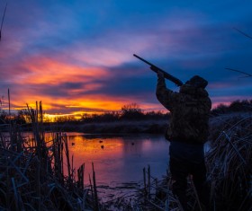 Lake hunting Stock Photo
